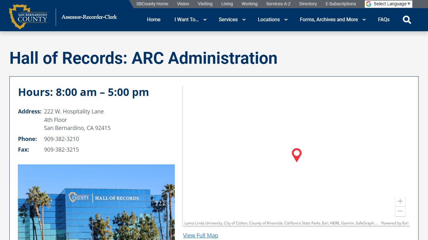 Hall of Records: ARC Administration – San Bernardino County Assessor ...