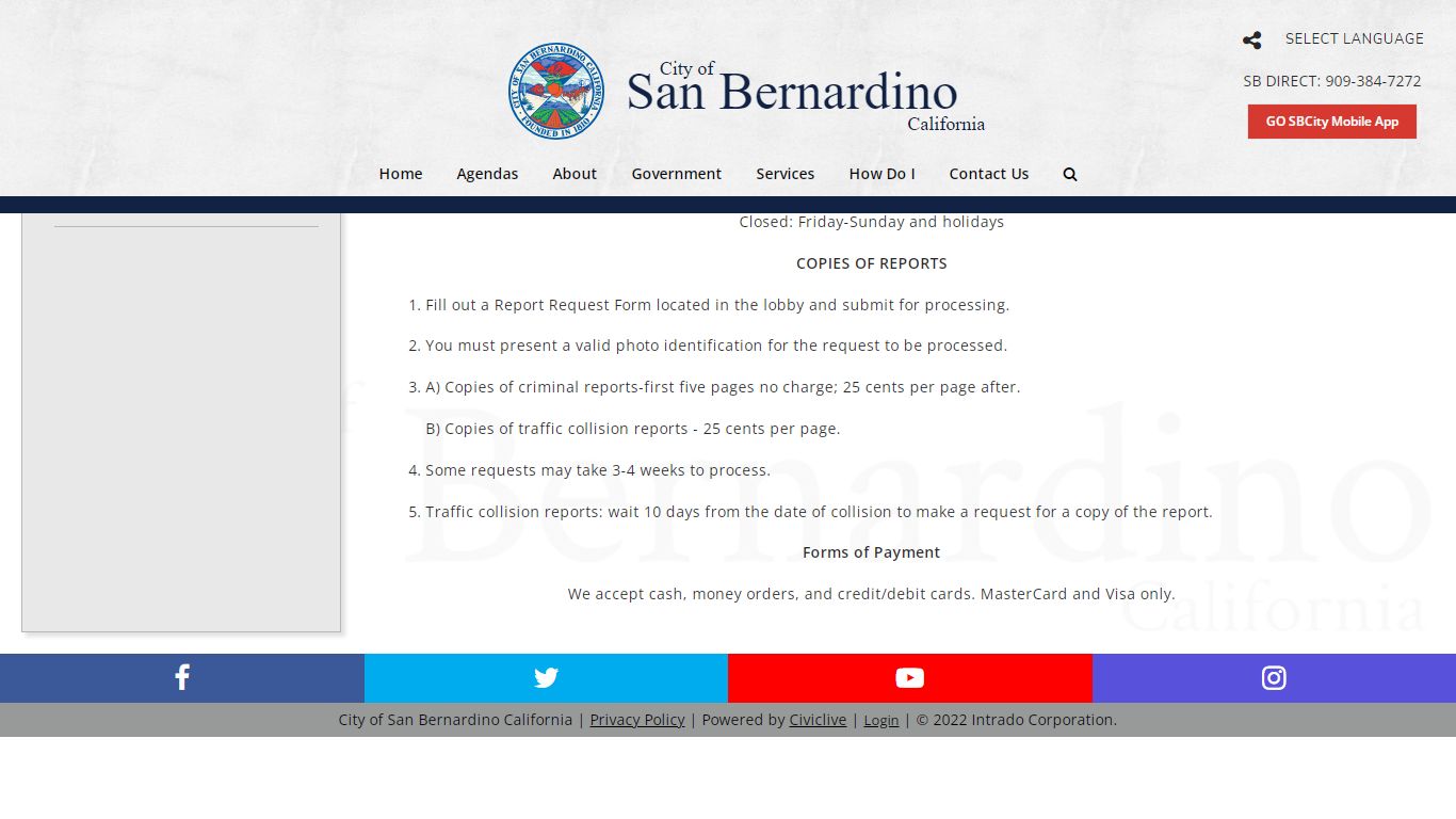 Records Bureau - City of San Bernardino