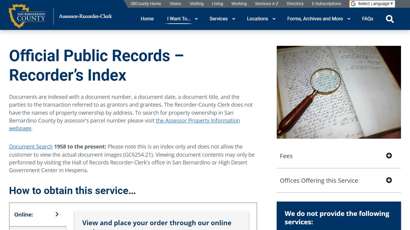 Official Public Records - San Bernardino County Assessor-Recorder-Clerk